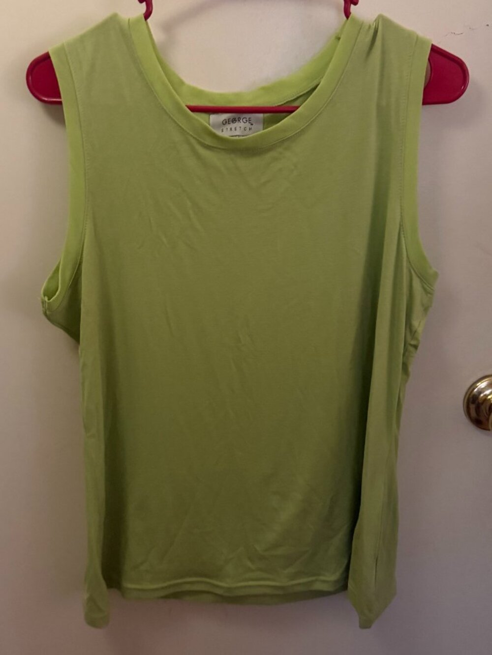 George Stretch Lime Green Sleeveless Tank Top W XL